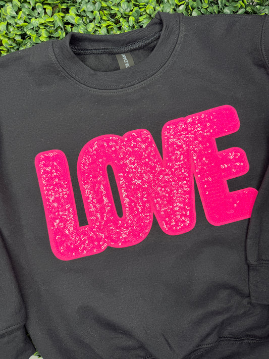 Sequin Patch Love Crewneck Sweatshirt