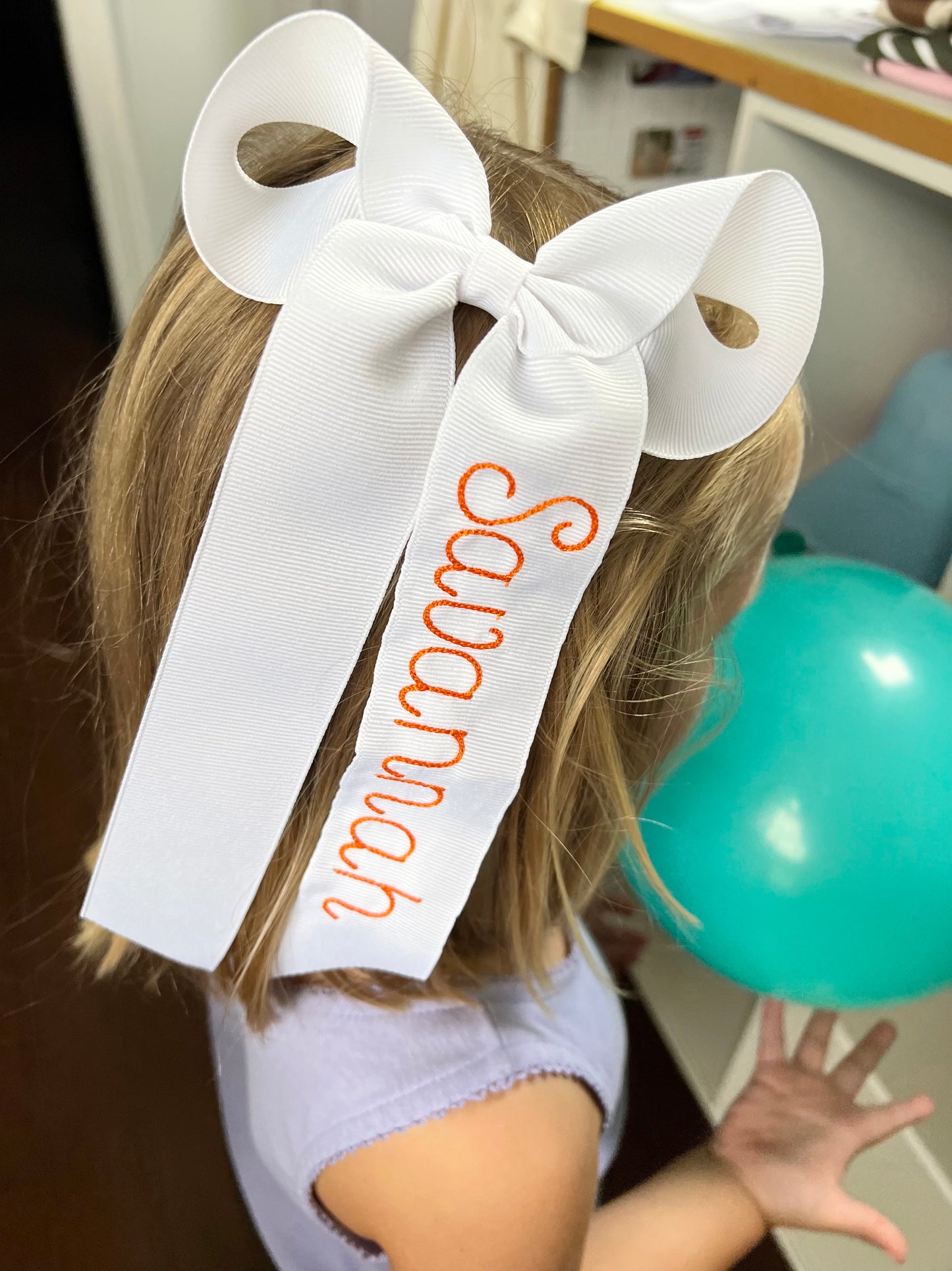 Long or Extra Long Tail Custom Name Hair Bow