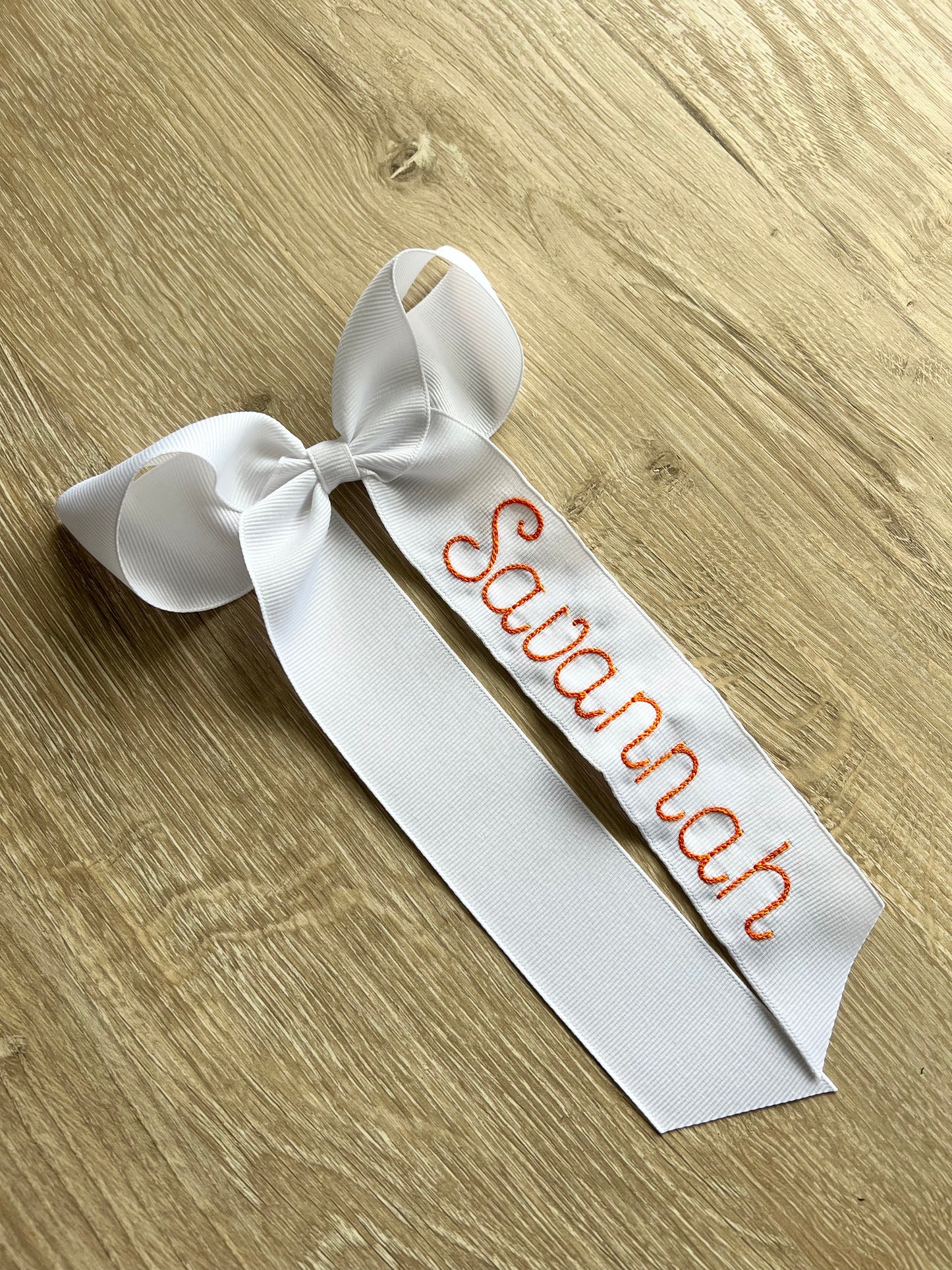 Long or Extra Long Tail Custom Name Hair Bow